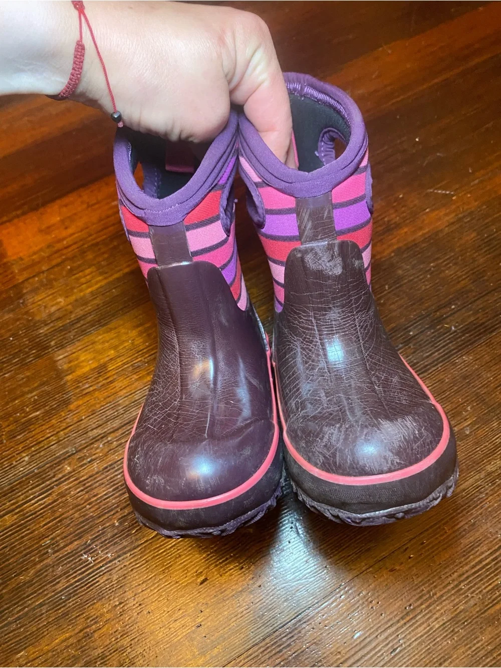 GUC BOGS Little Kid Size 7 Striped Insulated Rain and Snow Waterproof Boots